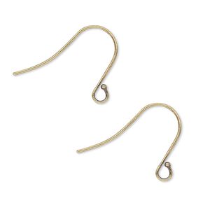 Ear wire fishhook 1pkg500 antique gold-plated, 15mm / open loop, 21 gauge brass 250 pair