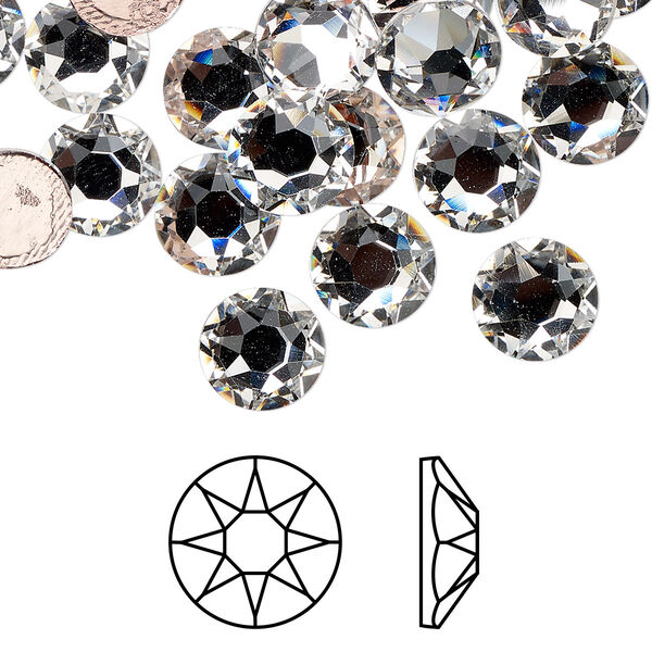 Flat back 12pk crystal foil back, Crystal Passions® hotfix rhinestone 8.412-8.672mm rose round SS40 2078HF image number 0