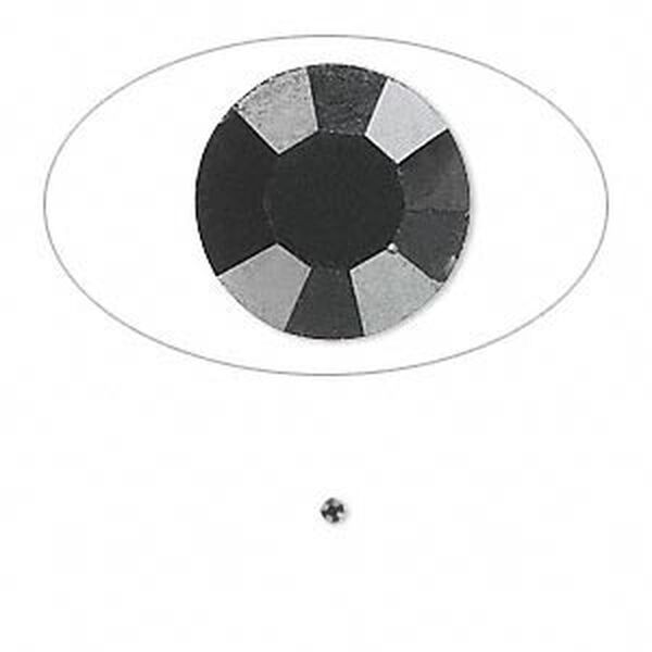 Chaton, glass rhinestone, jet, foil back, 1.5-1.6mm faceted round, PP9. Sold per pkg of 72. image number 0