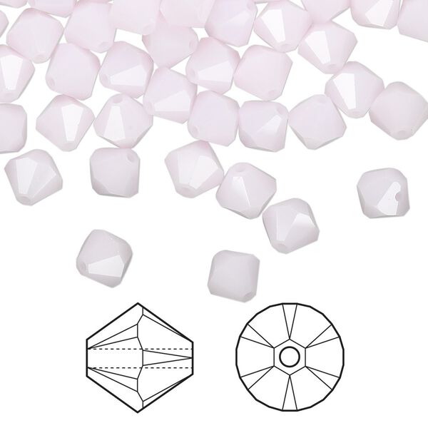 Bead 360pk rose alabaster, Swarovski® 6mm bicone 5328 image number 0