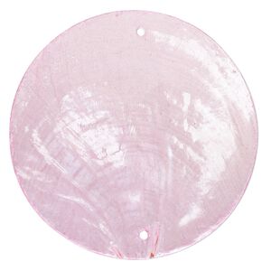Wind chime component capiz shell 20pk 50mm double-drilled flat round, translucent cherry blossom dyed