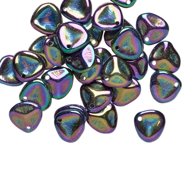 Drop, Preciosa, Czech pressed glass, opaque iris purple, 8x7mm triangular teardrop. Sold per pkg of 30. image number 0