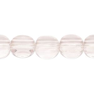 Bead, glass, transparent light pink, 12mm beveled flat round. Sold per 13-inch strand, approximately 30 beads.