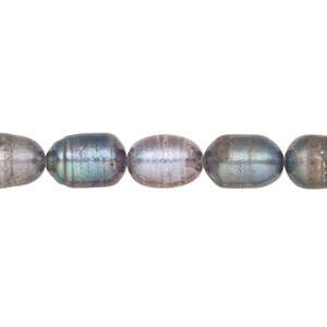 Freshwater pearl 1pkg1, rice, 15 inch silver peacock 7-9mm cultured