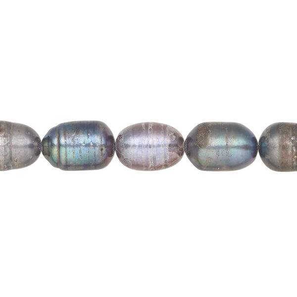 Freshwater pearl 1pkg1, rice, 15 inch silver peacock 7-9mm cultured image number 0