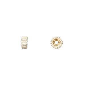 Bead, 14Kt gold-filled, 6.5x3mm corrugated rondelle. Sold per pkg of 20.