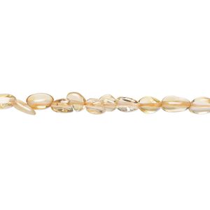 Citrine 1pkg1, hand-cut flat nugget bead 8 inch mini