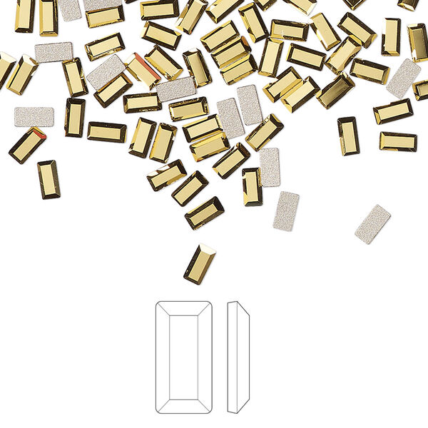 Flat back 12pk crystal aurum foil back, Preciosa MAXIMA Czech crystal rhinestone 4x2mm baguette image number 0