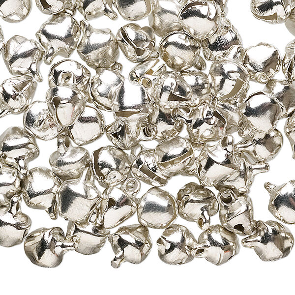 Bell, silver-plated steel, 6mm round. Sold per pkg of 100. image number 0