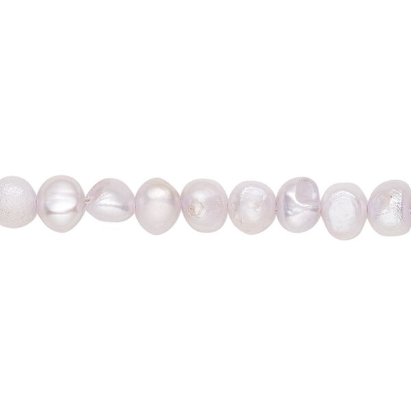 Pearl, cultured freshwater (dyed), pale violet, 5mm flat-sided potato with 0.4-0.5mm hole, D grade, Mohs hardness 2-1/2 to 4. Sold per 15-inch strand. image number 0