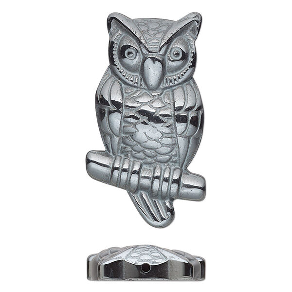 Hemalyke™ 1pkg1, half-drilled 1-sided owl focal 32.5x18mm image number 0