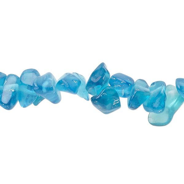 Bead, glass, translucent dark teal blue, small to extra-large chip. Sold per 30-inch strand. image number 0