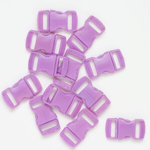 Clasp buckle 1pkg12, 30x16mm, plastic purple 1-strand