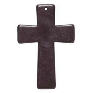 "Magnesite" / resin 1pkg1, top-drilled cross focal black 60x40mm