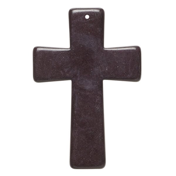 "Magnesite" / resin 1pkg1, top-drilled cross focal black 60x40mm image number 0