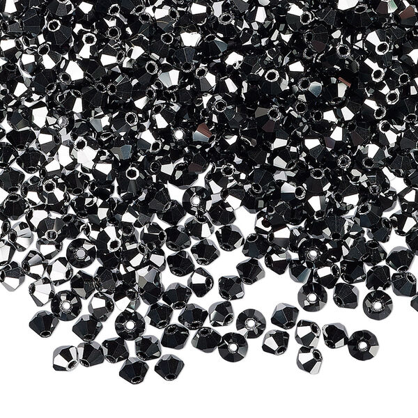 Bead 1440pk jet hematite 2X, Preciosa Czech crystal 3mm bicone image number 0