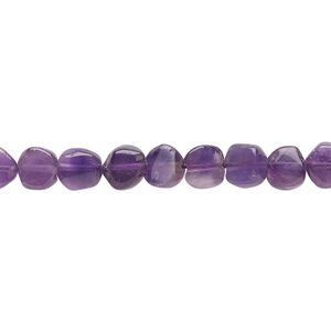Amethyst 1pkg1, hand-cut flat round bead natural 15.5-16 inch 5-7mm
