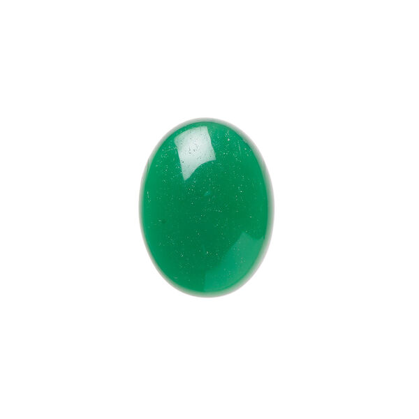 Cabochon, green agate (dyed), 16x12mm calibrated oval, B grade, Mohs hardness 6-1/2 to 7. Sold per pkg of 4. image number 0