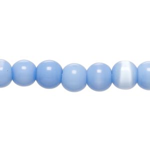 Bead, cat's eye glass (fiber optic glass), blue-violet, 7-9mm irregular round. Sold per 14-inch strand, approximately 50 beads.