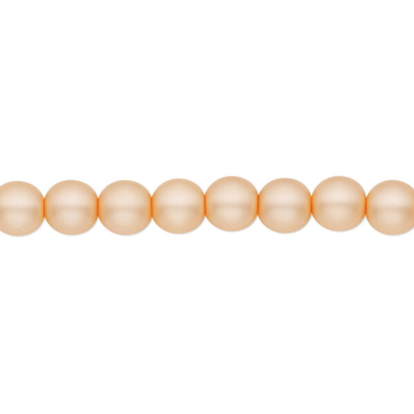 Bead, Czech pearl-coated glass druk, opaque matte peach, 6mm round. Sold per 15-1/2" to 16" strand. image number 0