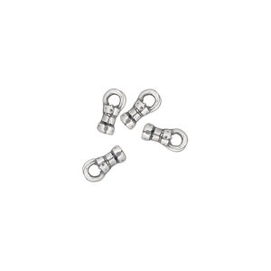 Crimp end 1pkg4 silver-plated pewter, 4x2.5mm tube / loop / 1mm inside diameter, antiqued / JBB Findings