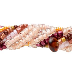 Bead mix, glass, mixed  colors, 2x1mm-9x5mm mixed shapes. Sold per pkg of (5) 14-inch strands, approximately 670 beads.