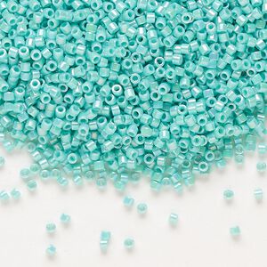 Seed bead, Delica®, glass, pkg/7.5g, #11 round, opaque rainbow sea opal (DB-1576).
