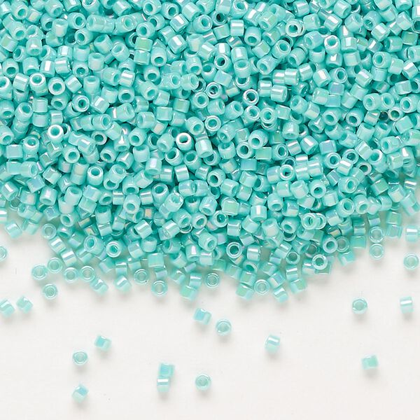 Seed bead, Delica®, glass, pkg/7.5g, #11 round, opaque rainbow sea opal (DB-1576). image number 0