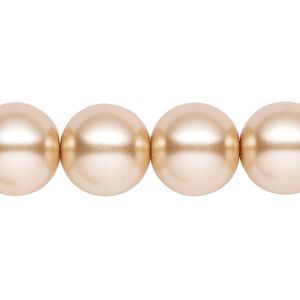 Pearl 1pk champagne, Celestial Crystal® 14mm round 15.5-16 inch