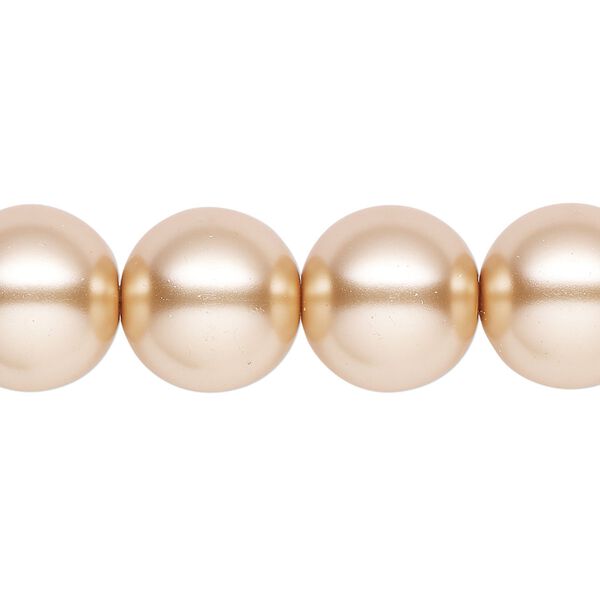 Pearl 1pk champagne, Celestial Crystal® 14mm round 15.5-16 inch image number 0