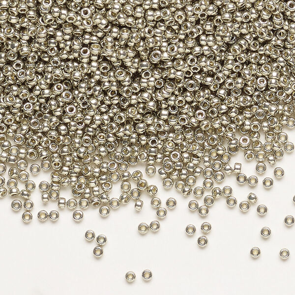 Seed bead, Miyuki, glass, pkg/250g, #15 rocaille, Duracoat® opaque galvanized light pewter, (RR-4221). image number 0