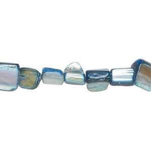 Mother-of-pearl shell 1pkg1, pebble bead 14 inch blue small to medium