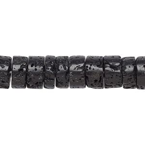 Black lava 1pkg10, heishi bead 10x5mm