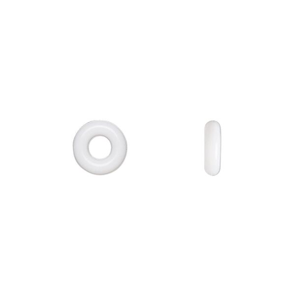 Component, Oh! Ring™, silicone, white, 7mm round with 3mm hole. Sold per pkg of 300. image number 0