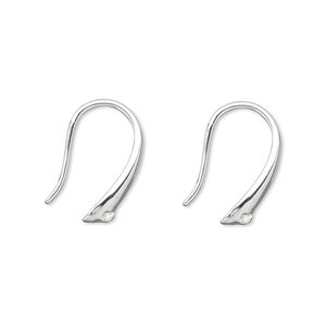 Ear wire fishhook 1pkg10 silver-plated, 17mm fancy / closed loop, 20 gauge brass 5 pair
