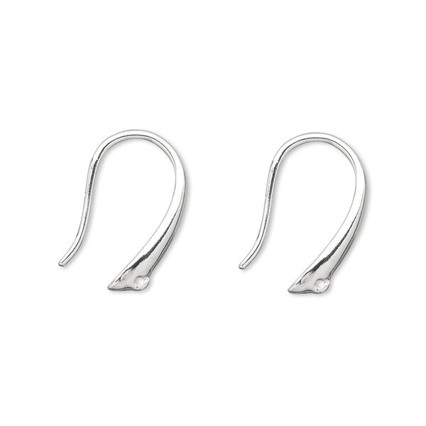 Ear wire fishhook 1pkg10 silver-plated, 17mm fancy / closed loop, 20 gauge brass 5 pair image number 0