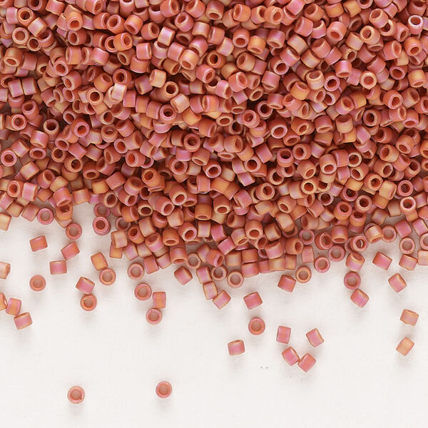 Seed bead, Delica®, glass, pkg/7.5g, #11 round, opaque matte rainbow carnelian red (DB-2306). image number 0