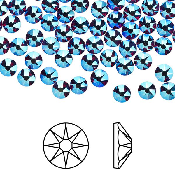 Flat back, Crystal Passions® crystal rhinestone, Crystal Passions®, Siam shimmer, foil back, 3.8-4mm Xirius rose (2088), SS16. Sold per pkg of 144 (1 gross). image number 0