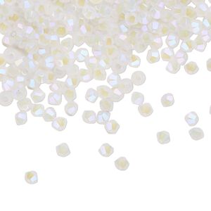 Bead 144pk white opal shimmer 2X, Crystal Passions® 3mm bicone 5328