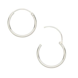Earring hoop 1pkg8 sterling silver, 16mm round / endless loop, 4 pair