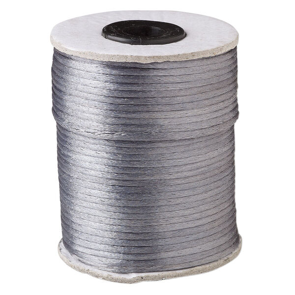 Cord, Satinique™, satin, dark grey, 2mm. Sold per 200-foot spool. image number 0