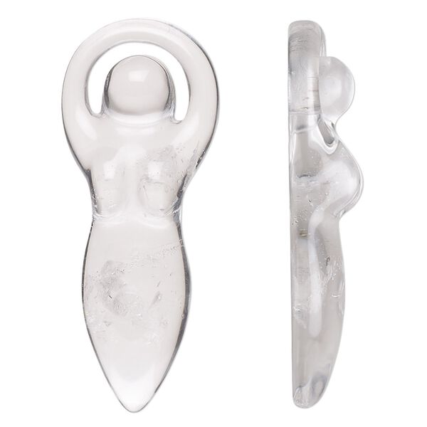 Quartz crystal 1pkg1, hand-cut undrilled 1-sided goddess focal natural 39x15mm-40x16mm image number 0