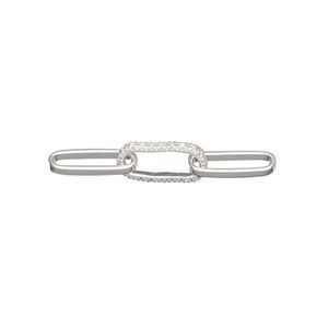 Component, sterling silver and cubic zirconia, clear, 32x4mm with 3 links. Sold Individually
