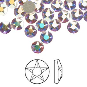 Flat back 288pk crystal AB foil back, Swarovski® 6.32-6.5mm round SS30 2100
