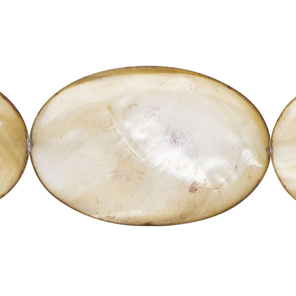 Mother-of-pearl shell 1pkg1, flat oval bead 14 inch sand 44x29mm-45x30mm image number 0