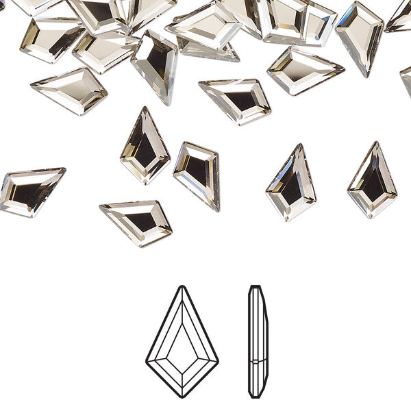 Flat back 6pk crystal silver shade foil back, Crystal Passions® 8.6x5.6mm kite 2771 image number 0