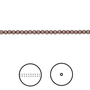 Pearl 100pk velvet brown, Crystal Passions® 2mm round 5810