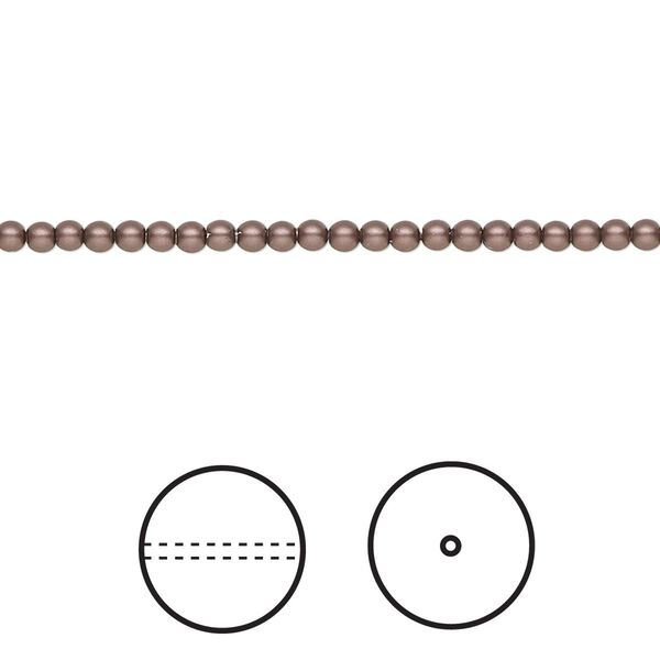 Pearl 100pk velvet brown, Crystal Passions® 2mm round 5810 image number 0
