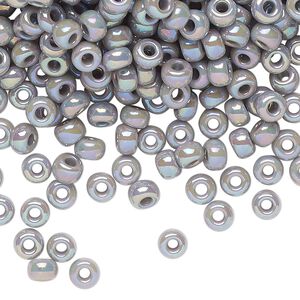 Seed bead, Miyuki, glass, pkg/250g, #6 rocaille, opaque rainbow ghost grey, (RR-489).