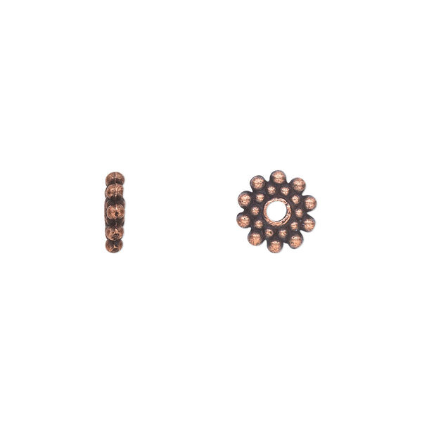 Bead, antique copper-plated "pewter" (zinc-based alloy), 8x2mm double-sided rondelle. Sold per pkg of 50. image number 0